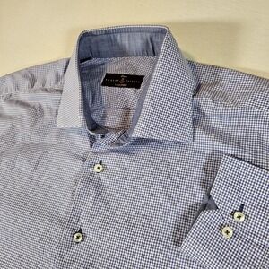 Robert Talbot Estate Tailored Shirt Long Sleeve Mens XL Checker Plaid
